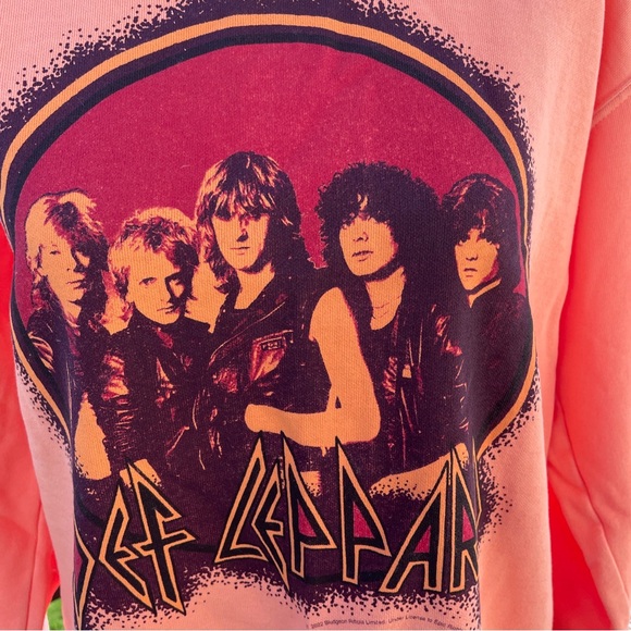 People of Leisure sweatshirt top crew Def Leppard 80s rock music pink medium - Picture 5 of 11